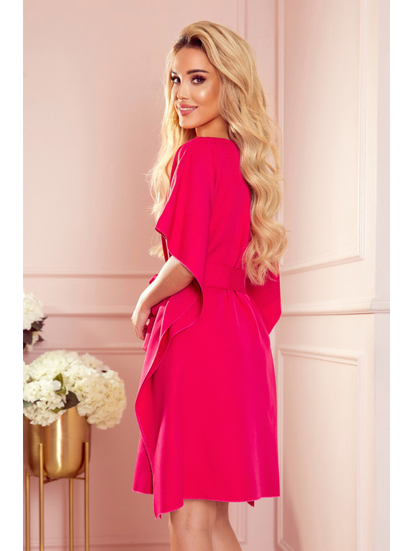 numoco SOFIA Butterfly рокля с колан в талията - малина