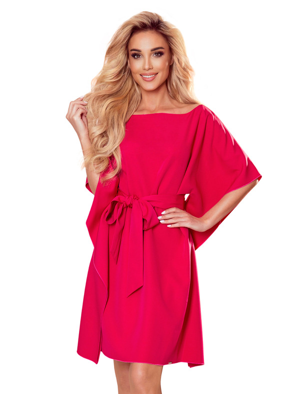 numoco SOFIA Butterfly рокля с колан в талията - малина