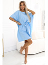 numoco SOFIA Butterfly рокля с колан в талията - пастелено синьо