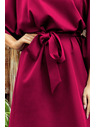 numoco SOFIA Butterfly рокля с колан в талията - винено червено