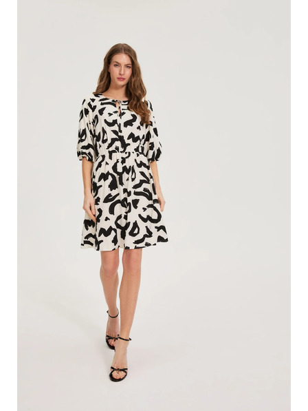 Moodo Вискозна рокля с принт бежова Moodo