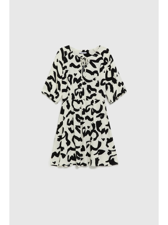 Moodo Вискозна рокля с принт бежова Moodo