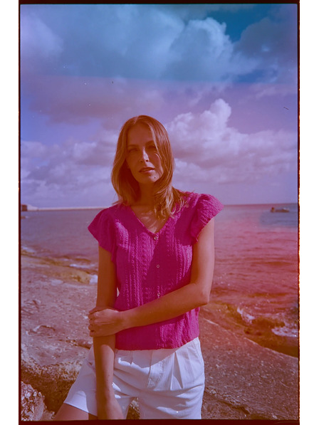 Moodo Блуза с V деколте фуксия Moodo