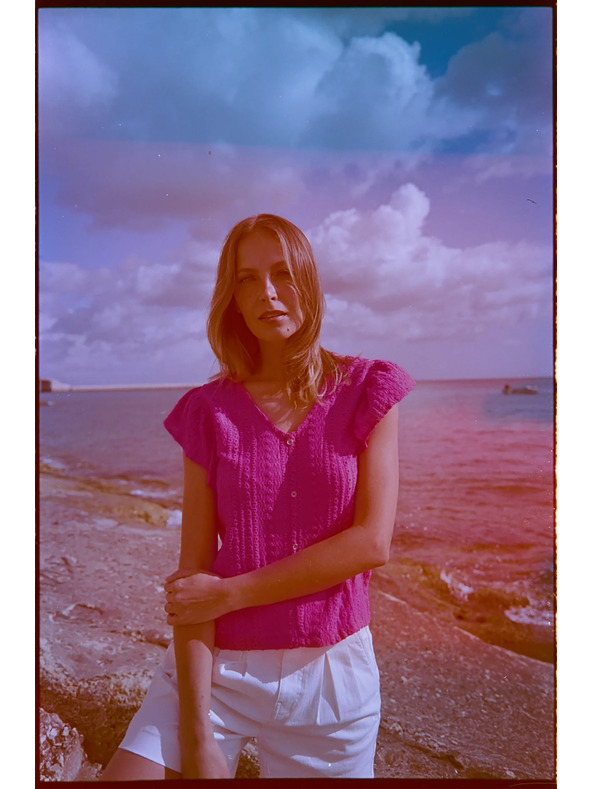 Moodo Блуза с V деколте фуксия Moodo