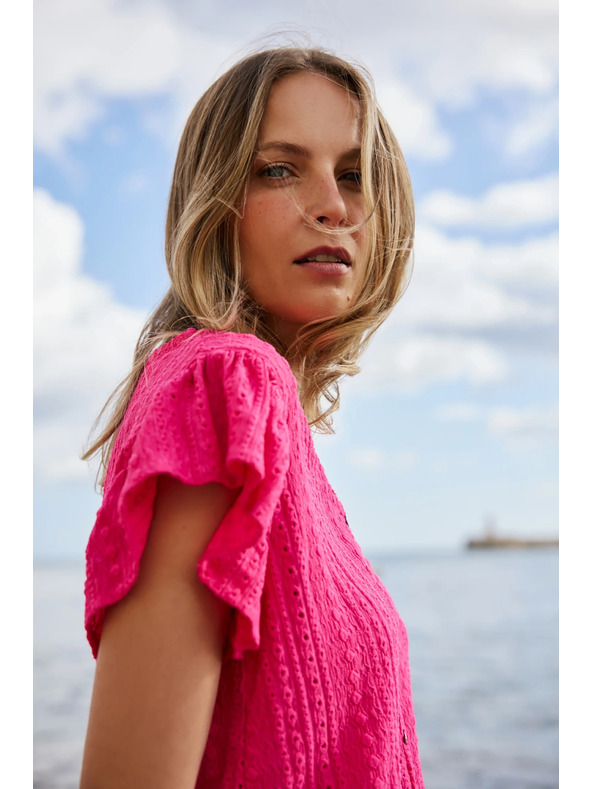 Moodo Блуза с V деколте фуксия Moodo