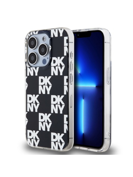 DKNY PC/TPU кариран модел заден капак за iPhone 15 Pro черен DKNY