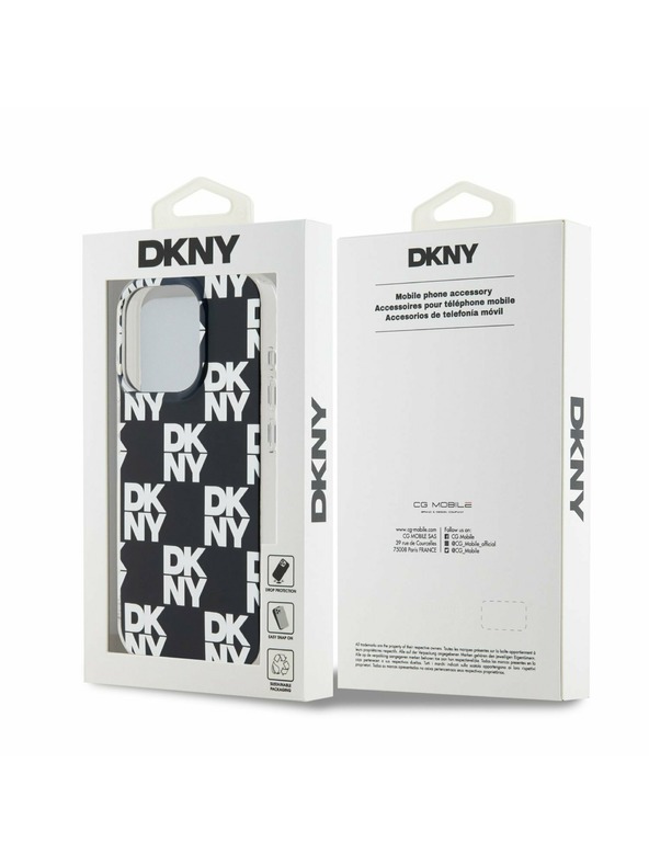 DKNY PC/TPU кариран модел заден капак за iPhone 15 Pro черен DKNY