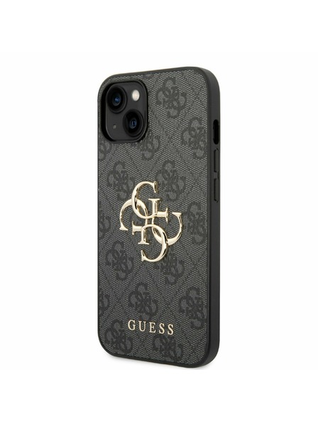 Guess PU 4G Metal Logo Zadní Kryt pro iPhone 14 Grey Калъф за телефон