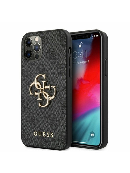Guess Guess PU 4G Metal Logo Заден капак за iPhone 12 Pro Max Grey