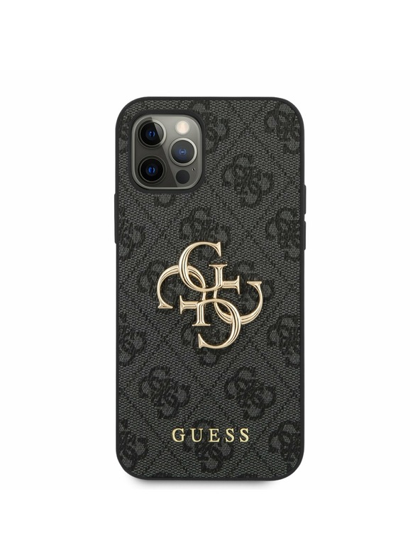 Guess Guess PU 4G Metal Logo Заден капак за iPhone 12 Pro Max Grey