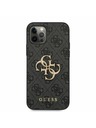 Guess Guess PU 4G Metal Logo Заден капак за iPhone 12 Pro Max Grey