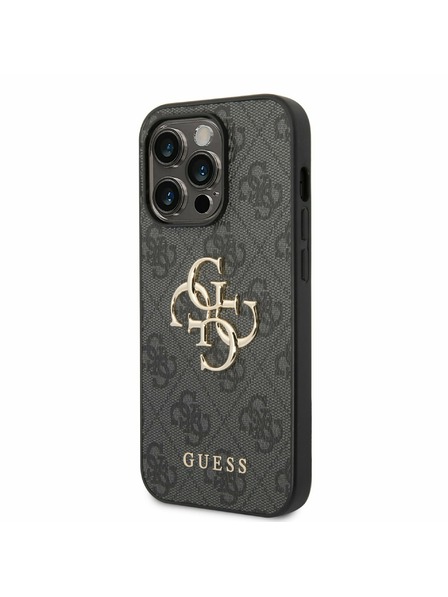 Guess Guess PU 4G метално лого заден капак за iPhone 14 Pro сив