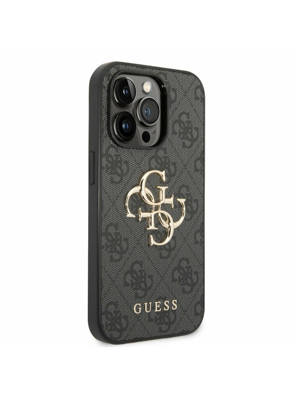Guess Guess PU 4G метално лого заден капак за iPhone 14 Pro сив