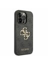 Guess Guess PU 4G метално лого заден капак за iPhone 14 Pro сив