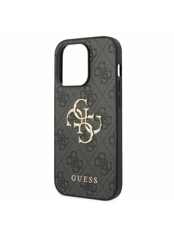 Guess Guess PU 4G метално лого заден капак за iPhone 14 Pro сив