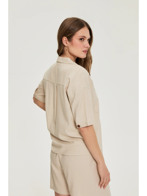 Moodo Риза с къс ръкав бежова Moodo