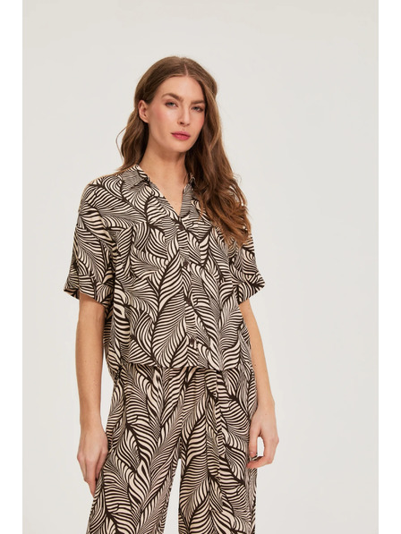 Moodo Кафява вискозна риза Moodo