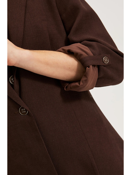 Moodo Сако със смес от лен кафяво Moodo