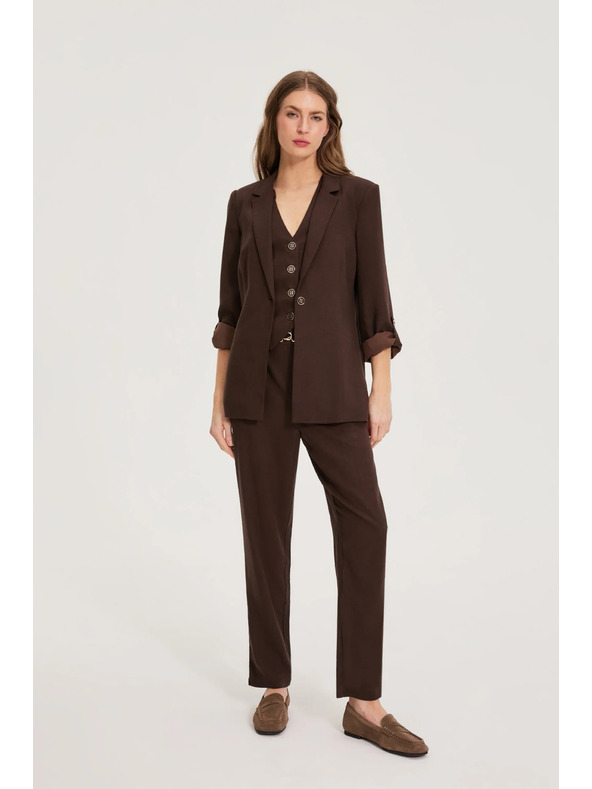 Moodo Сако със смес от лен кафяво Moodo