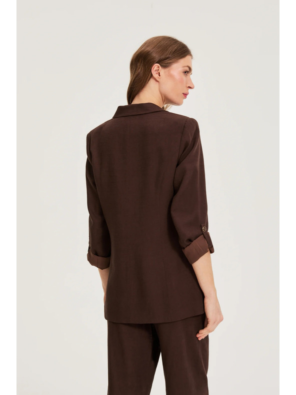 Moodo Сако със смес от лен кафяво Moodo