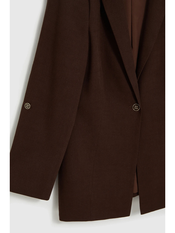 Moodo Сако със смес от лен кафяво Moodo