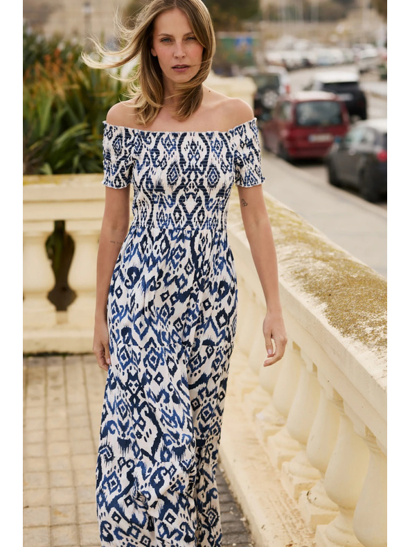 Moodo Дълги рокля от вискоза бяла Moodo