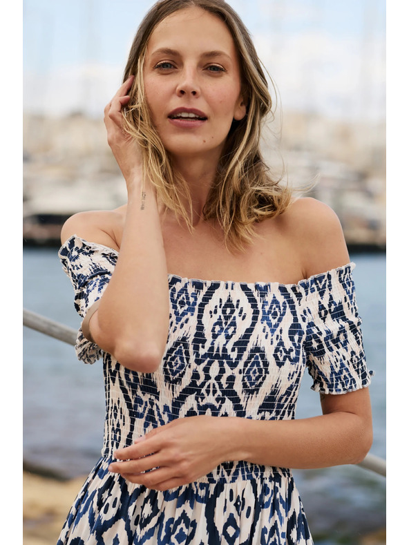 Moodo Дълги рокля от вискоза бяла Moodo