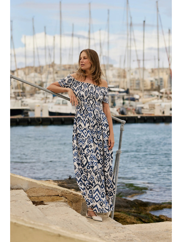 Moodo Дълги рокля от вискоза бяла Moodo