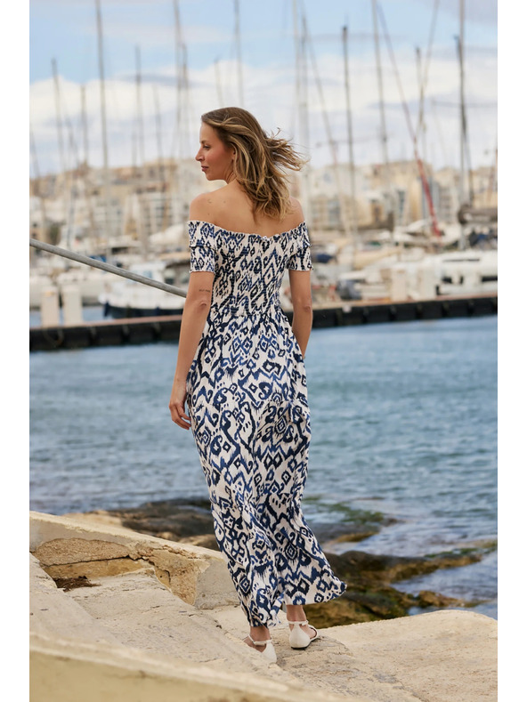 Moodo Дълги рокля от вискоза бяла Moodo