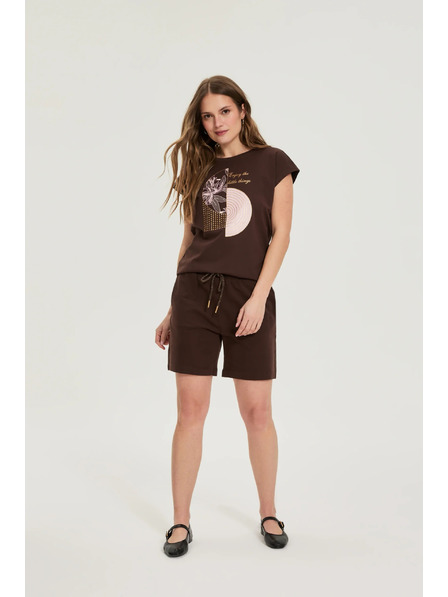 Moodo Памучни шорти кафяви Moodo