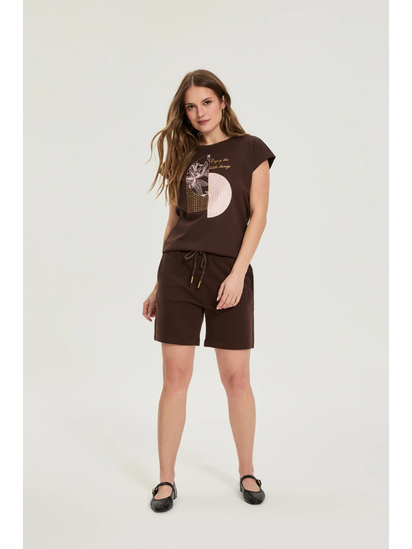 Moodo Памучни шорти кафяви Moodo