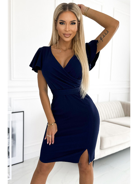 numoco Рокля с торбичка деколте - тъмно синя Numoco NINA