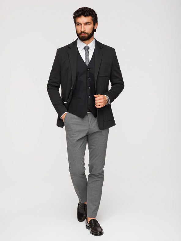 Ombre Clothing Мъжко черно сако SLIM с фина текстура