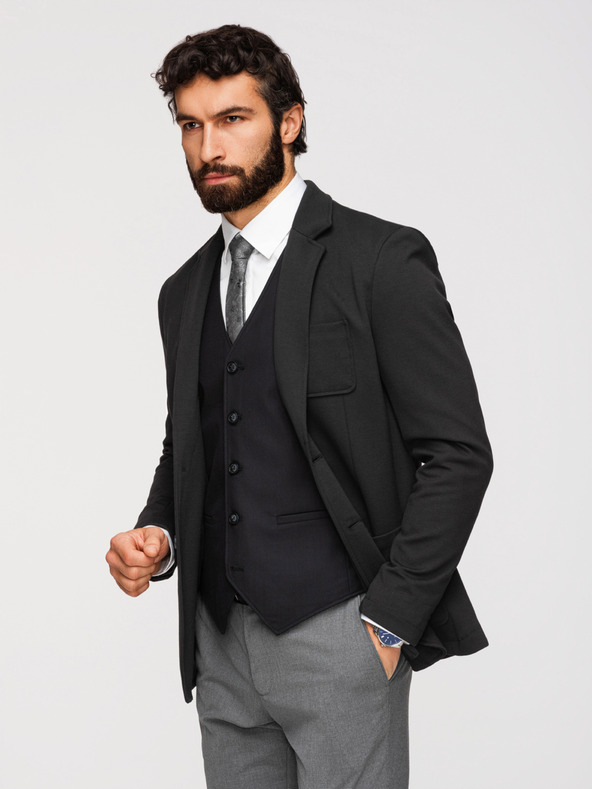 Ombre Clothing Мъжко черно сако SLIM с фина текстура