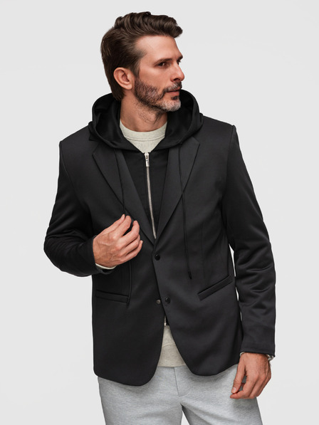 Ombre Clothing Стилно мъжко сако със съемна подплата и регулируемо качулка - черно V1 M168 Ombre Clothing