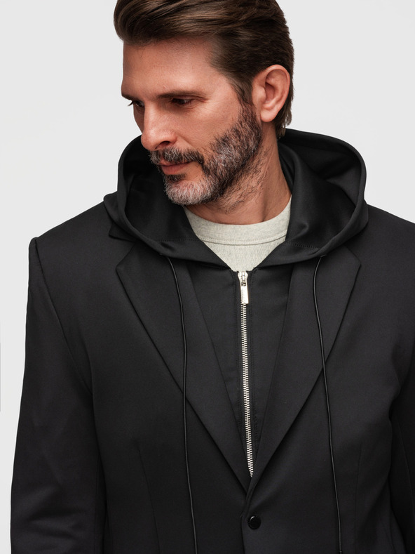 Ombre Clothing Стилно мъжко сако със съемна подплата и регулируемо качулка - черно V1 M168 Ombre Clothing