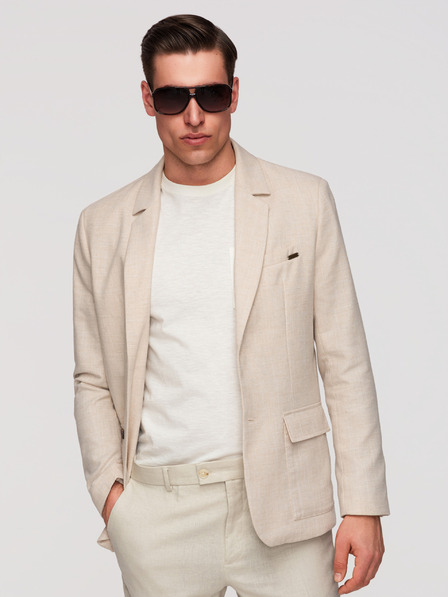 Ombre Clothing Мъжко сако REGULAR кройка с платно - бежово V1 M169 Ombre Clothing