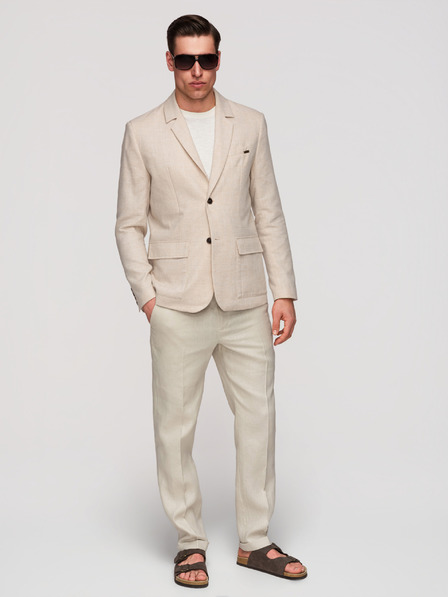 Ombre Clothing Мъжко сако REGULAR кройка с платно - бежово V1 M169 Ombre Clothing