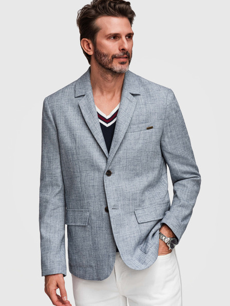 Ombre Clothing Мъжко сако REGULAR кройка с платно - светло синьо V4 M169 Ombre Clothing