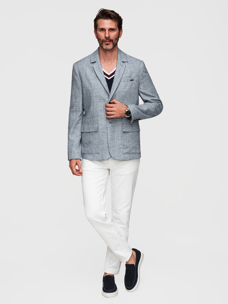 Ombre Clothing Мъжко сако REGULAR кройка с платно - светло синьо V4 M169 Ombre Clothing