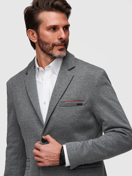 Ombre Clothing Мъжко плетено сако кройка SLIM FIT - светло сиво V2 M170 Ombre Clothing