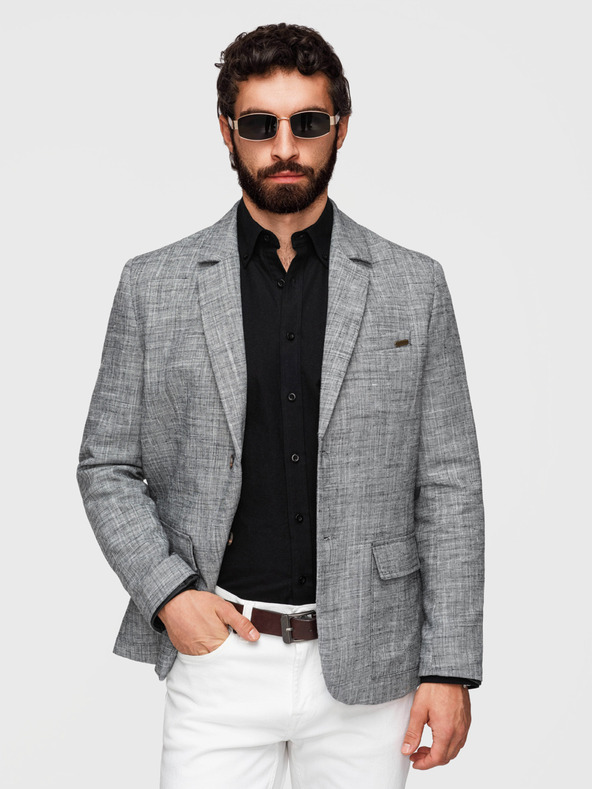 Ombre Clothing Мъжко сако REGULAR кройка с платно - графитен V5 M169 Ombre Clothing