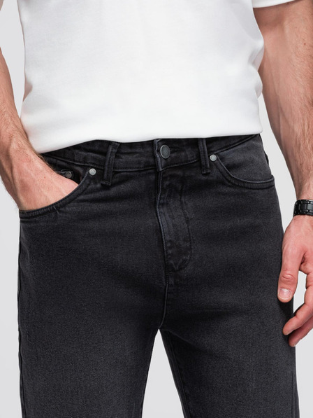 Ombre Clothing Мъжки дънкови панталони JOGGERY с класически разрез - черни V3 OM-PADJ-0265 Ombre Clothing