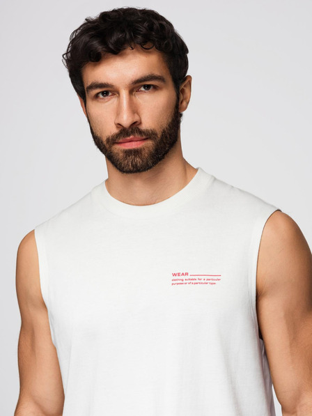 Ombre Clothing Мъжка памучна тениска без ръкави TANK TOP - бяла V1 OM-TSTT-0243 Ombre Clothing