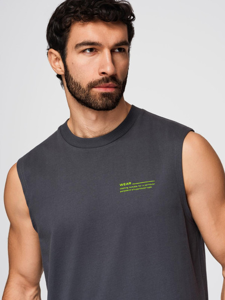 Ombre Clothing Мъжка памучна тениска без ръкави TANK TOP - графитен V2 OM-TSTT-0243 Ombre Clothing