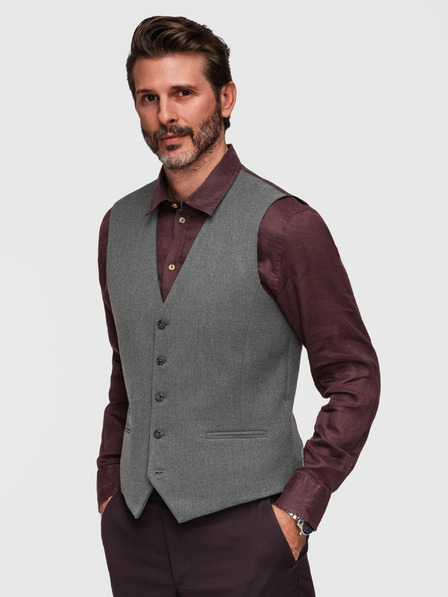 Ombre Clothing Мъжки класически костюмен жилет с подплата - графитен V3 V64 Ombre Clothing