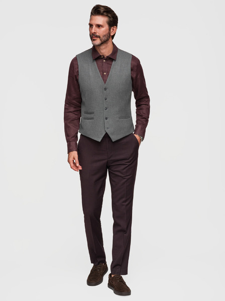 Ombre Clothing Мъжки класически костюмен жилет с подплата - графитен V3 V64 Ombre Clothing