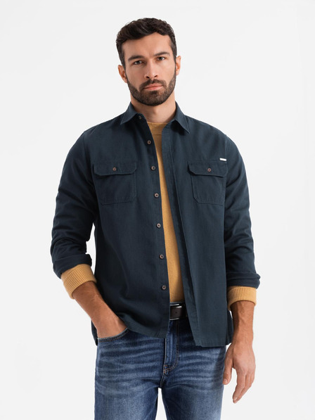 Ombre Clothing Тъмно синя мъжка риза с омбре облекло за връхни дрехи