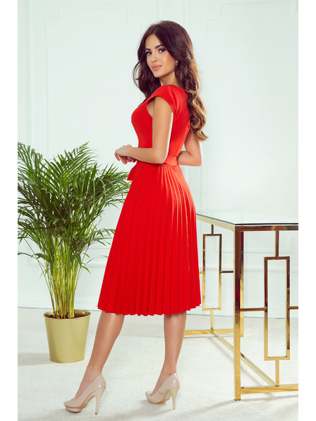 numoco Плисирана рокля с къси ръкави - червена Numoco LILA