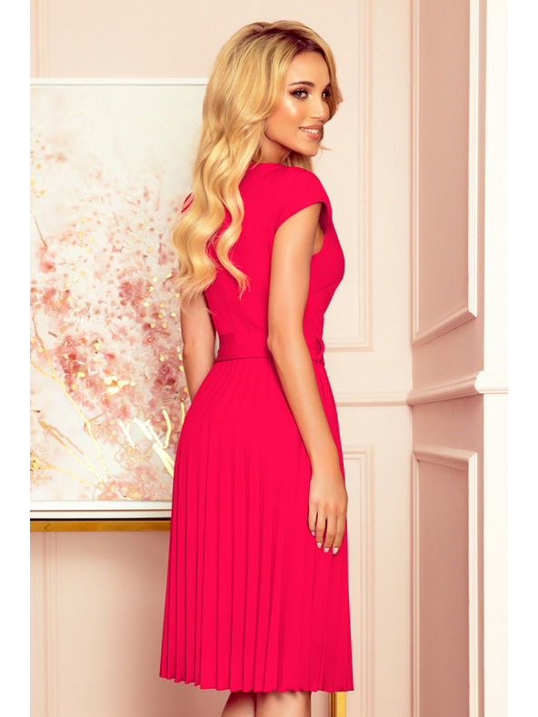 numoco Плисирана рокля с къс ръкав - малинова Numoco LILA